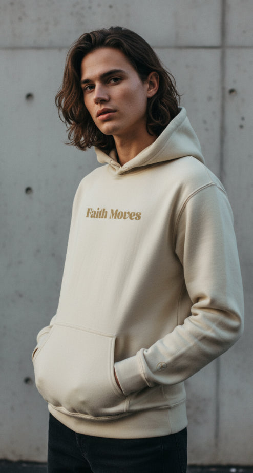 Beige " Faith Moves" Hoodie