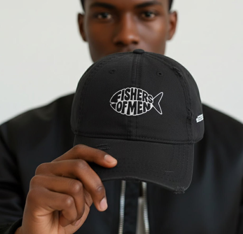 Distressed Black Fishers of Men Hat