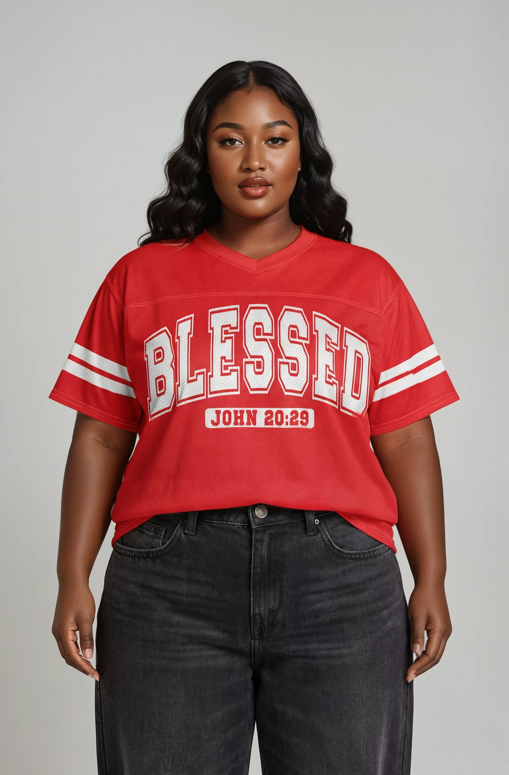 Red Blessed Football Boxy Jersey
