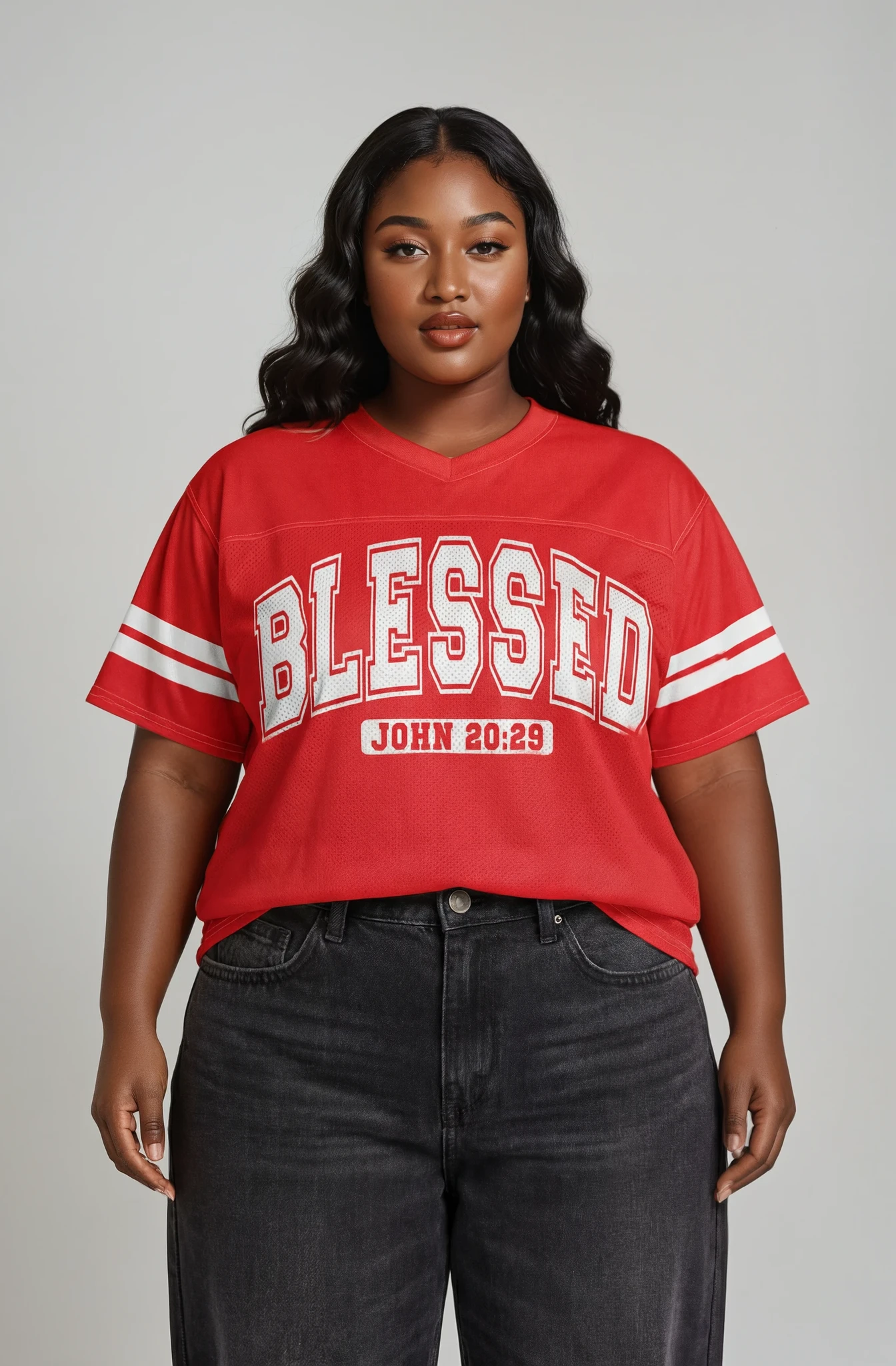 Red Blessed Football Boxy Jersey