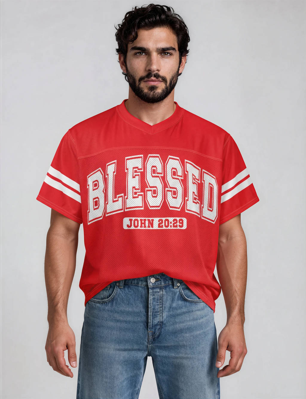 Red Blessed Football Boxy Jersey