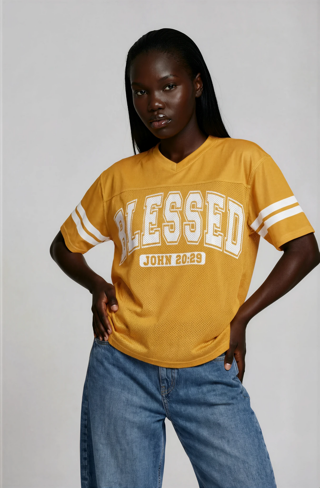 Mustard Blessed Football Boxy Jersey