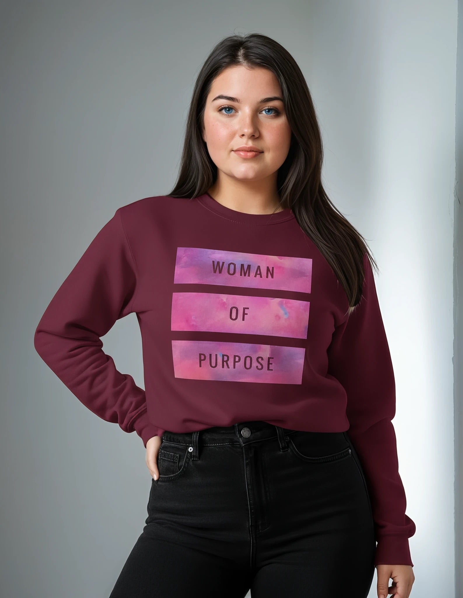 Woman Of purpose Maroon Crewneck