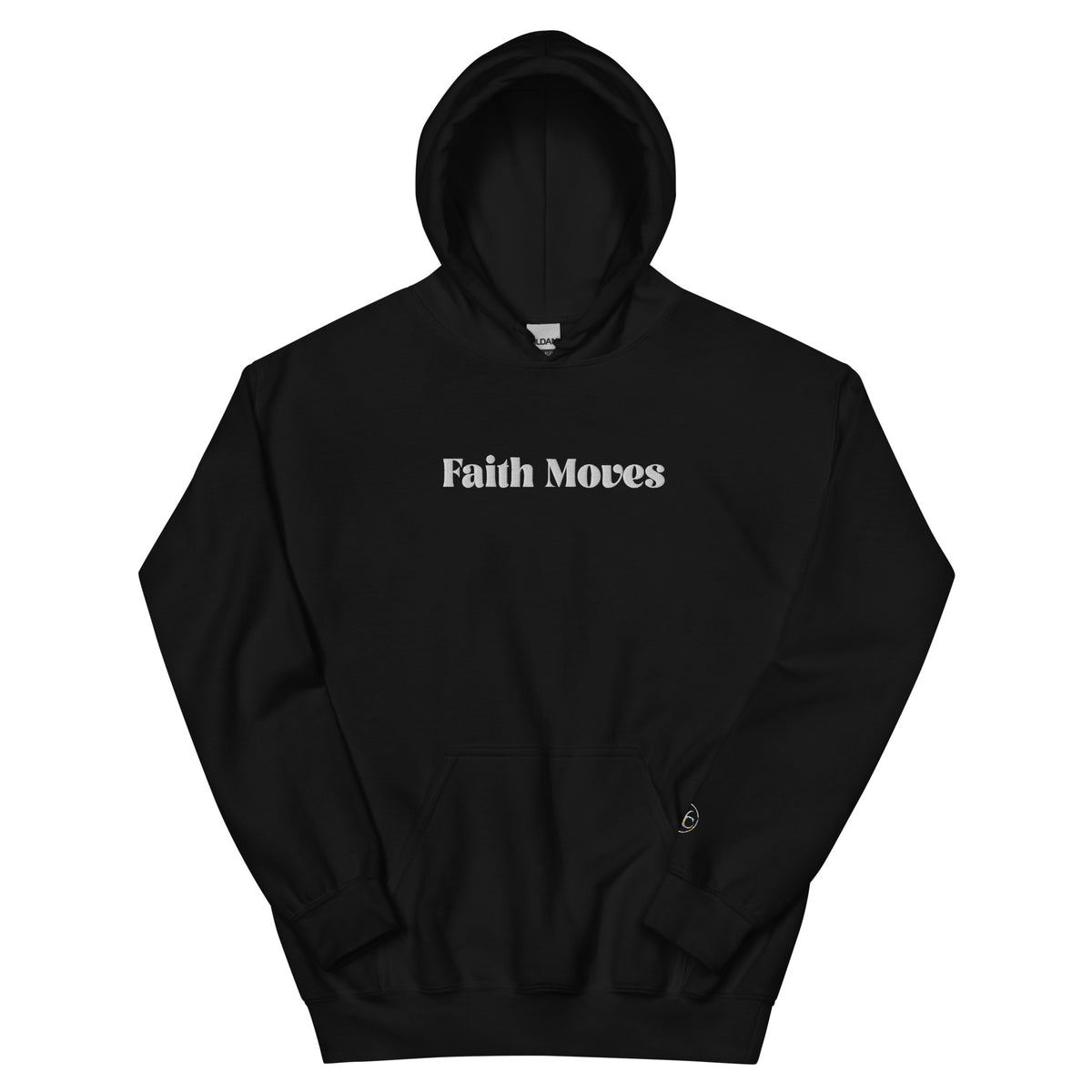 Unisex Black and White Faith Moves Hoodie