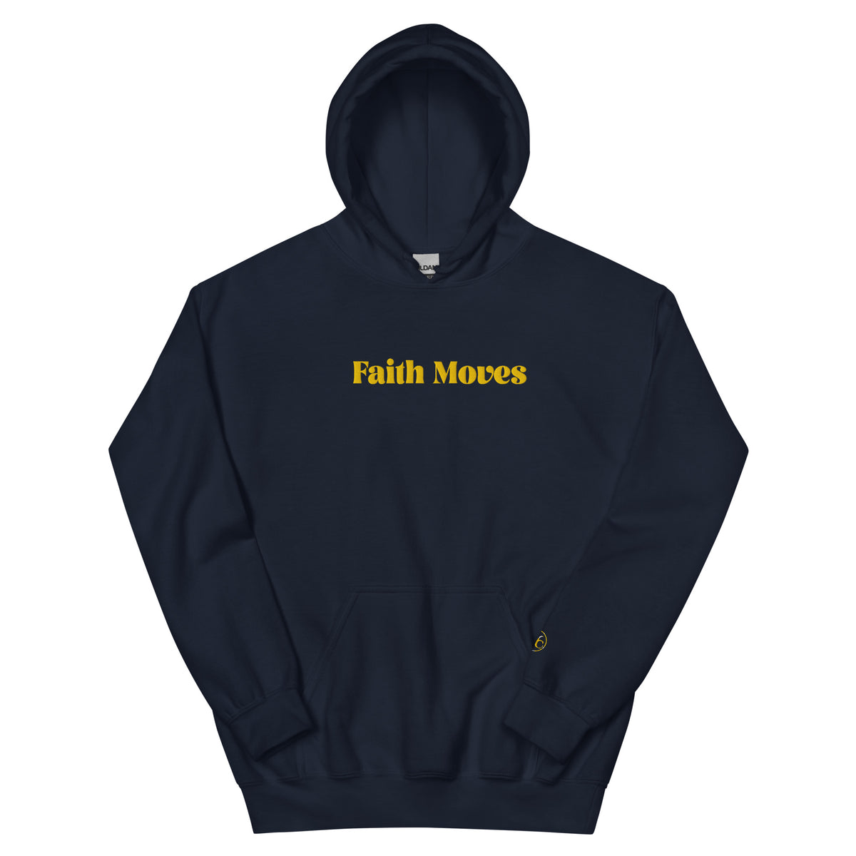 Unisex Navy and Gold Faith Moves Hoodie