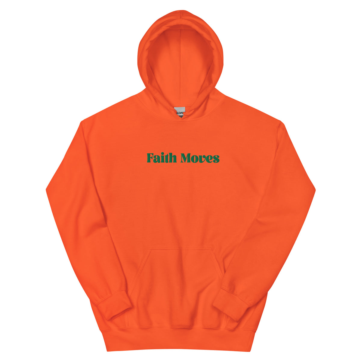 Unisex Orange "Faith Moves" Hoodie
